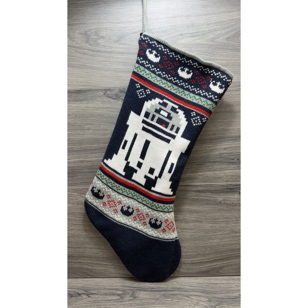 R2D2 Stocking Knit Star Wars Disney Christmas Blue Santa